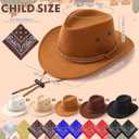 Unittype 20 Pcs Western Costume Cowboy Hats Set Kids Cowgirl Themed Party Felt Bandanna Hat with Paisley Bulk