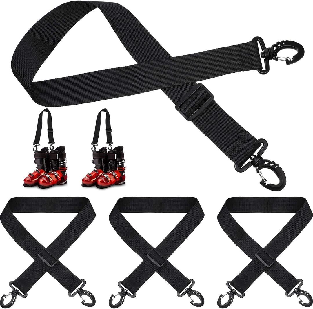 Skylety 4 Pieces Ski Boot Carrier Straps Adjustable Snowboard Strap Shoulder Sling Leash Ice Skates Shoulder Carrier Winter Gear Leash Sport Snowboard Accessories