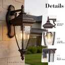 Emliviar Porch Wall Sconces Lighting, Waterproof Outdoor Wall Lantern IP43, Water Ripple Glass in Oil Rubbed Glass, XE313B ORB-SW