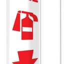 Accuform PSP717 Projection Sign 90D, "FIRE (Extinguisher)", 24" x 4" Panel, 0.10" Thick High-Impact Plastic, Pre-Drilled Mounting Holes, White on Red