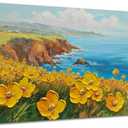 Acocifi Wall Art Bedroom Textured Artwork for Walls Large Wall Painting Living Room Decor, Coastal Floral Landscape Canvas Picture, Artwork Home Office Wall Decoration 40"x20" (yellow flowers)