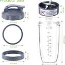 7 Pieces nutribullet Blender Cups & Blade Replacement Set 32oz Huge Cup with 1 Flip-Top To-Go Lid and 1 Lid Ring & Premium Extractor Blade with Compatible with NutriBullet 600w/900w Blender