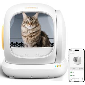 MeoWant Self Cleaning Cat Litter Box, Open-Top Automatic Litter Box with Safety Protection, App Control, Odor-Free Cat Litter Box for Multiple Cats