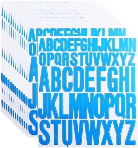 4 Pack Mixed 14 Sheets 1 Inch and 2 Inch Capital Letters Stickers,728 Pieces Alphabet Stickers for Scrapbooking, Sign, Water Bottle,Arts & Crafts Supplies - Blue