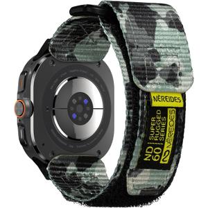 Nereides Rugged Nylon Band for Samsung Galaxy Watch Ultra (2025/2024) 47mm, One-Click No Gap Woven Fabric Strap, Adjustable Sport Wristband for Men Women (Green Camo)