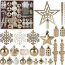 Christmas Tree Ornaments Set, 78 Pack Christmas Ornaments Decorations Champagne Christmas Ball Shatterproof Baubles for Home Party Holiday Decor