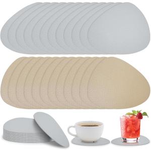 12 Sets Faux Leather Coasters for Drinks, Handmade Dual Sided Drink Coasters for Tabletop Protection, Non-Slip Washable Coasters for Tea Cup Living Room Office Desk DecorationGrey and Brown