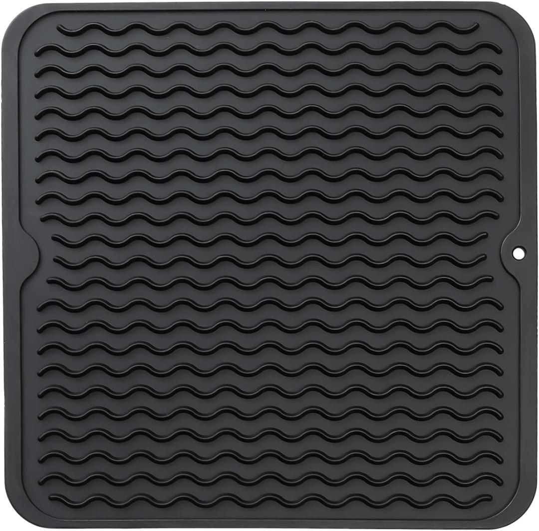 Silicone Dish Drying Mat for Multiple Usage,Easy clean,Eco-friendly,Heat-resistant Silicone Mat for Kitchen Counter or Sink,Refrigerator or Drawer liner Black M 12 inches x 12 inches Silicone Dish Drying Mat for Multiple Usage,Easy clean,Eco-friendly,Heat-resistant Silicone Mat for Kitchen Counter or Sink,Refrigerator or Drawer liner Black M 12 inches x 12 inches