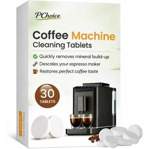 Coffee Machine Cleaning Tablets 30 Count Descaler & Mineral Buildup Remover, Compatible with Ninja, Delonghi, Nespresso, Keurig & All Coffee Makers