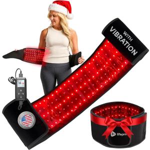 Lifepro Red Light Therapy Belt - 660nm & 850nm Near Infrared & Red Light Therapy for Body- Adjustable & Portable for Wellness & Relaxation (Black With Vibration)