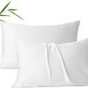 4 Pack Cooling Pillow Cases,Viscose Derived from Bamboo Pillow Protectors Standard Size Set of 4, 400 Thread Count Soft Silky Breathable Summer Pillow Cover with Zipper Hidden (4PCS, Standard,White)