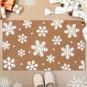 Duraaamo Snowflakes Door Mat Welcome Doormat Home Non Slip Outdoor Mat Xmas Winter Floor Mats Welcome Coir Doormats for Front Porch Entryway Decor