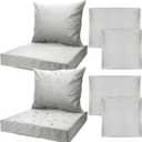 Mindsoft 2 Sets Waterproof Couch Cushion Slipcovers Backrest Outdoor Stretch Cushion Covers with Zipper(24 x 20, 24 x 24 x 4 Inch,Light Gray)