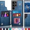 DJDUCK Designed for Samsung Galaxy S23 Ultra Case Wallet with Card Holder, [Magnetic Clasp Cover] [RFID Blocking Leather Protection] Shockproof Women Men Cases for Samsung S23 Ultra Bright Blue