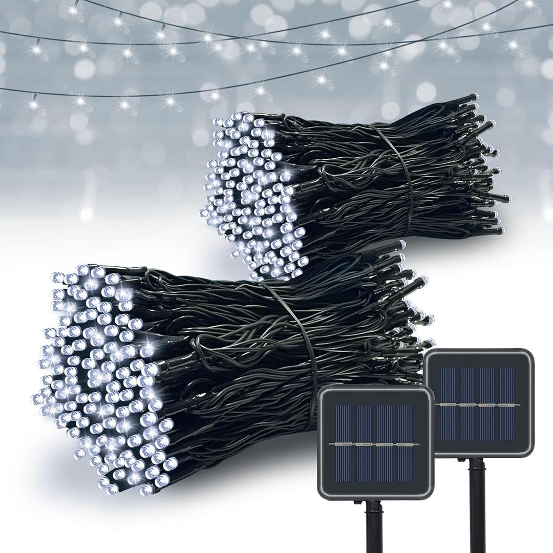 Solar String Lights Outdoor, 2 Pack 170FT 480 LED Waterproof Solar Christmas Lights with 8 Lighting Modes for Tree Xmas Decorations