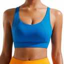 RUNNING GIRL High Impact Sports Bras for Women, High Support Running Strappy Women's Sports Bra with Sewn in Pads (Blue, M)