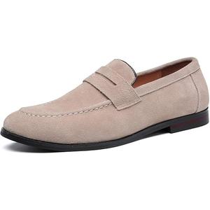 Slip On Penny Loafers Moccasins Suede Shoes Beige, Size 6 US