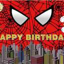 Red Spider Web Superhero Photo Backdrop Banner - 6x4 Ft Vibrant Vinyl Background for Boys Birthday, Baby Shower, Superhero Party Decorations (Red Spider) (C1)