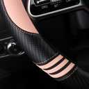 HighnessHwoo Car Steering Wheel Covers for Women Padded Carbon Fiber PU Leather Cute Auto Interior Accessories for Vehicle, Sedan, Universal, Anti Slip, Pink, Standard Size, 14.75-15.15in