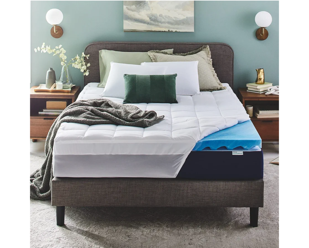 Sleep Innovations Dual Layer 4 Inch Memory Foam Mattress Topper, California King Size, Ultra Soft Support, 3 Inch Cooling Gel Memory Foam Plus 1 Inch Fluffy Pillow Top Cover