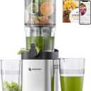 Cold press Juicer Machines with 5.4" Extra Self-Feeding for Whole Vegetable & Fruit, Juice Extractor with Large Auger & Triple Strainers, Easy to Clean, High Juice Yield, Stainless Steel Silver