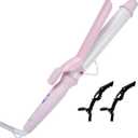 SVEY Double Ceramic 1 1/4 Inch Curling Iron, 1.25 Inch Barrel for Loose Curls, Hair Curler for Medium and Long Hair, Pink.