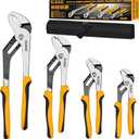 ELEAD 4-Piece Groove Joint Pliers Set, 12/10/8/6 Inch Adjustable Water Pump Pliers with Tool Roll Bag, Tongue and Groove for Home Repair, Gripping, Nuts, Bolts, Pipe & Fittings