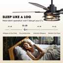 52 Inch Ceiling Fans with Lights and Remote Control, Farmhouse Ceiling Fan with LED Lighting for Bedroom Living Room and Patio, Black Caged Ceiling Fan for Indoor and Outdoor(NO Bulbs)