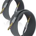 Elebase 1/4 Inch TRS Instrument Cable 3.3ft 2-Pack,Straight 6.35mm Male Jack Stereo Audio Interconnect Cord,6.35 mm Balanced Line for Electric Guitar,Bass,Keyboard,Amplifier,Amp,Speaker,Equalizer (3.3 Feet, Gray)