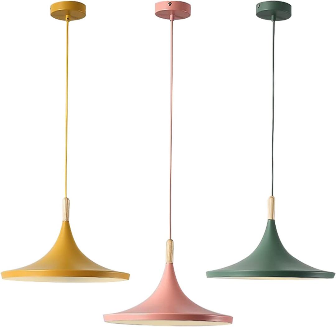 KCO Lighting Nordic Modern Macaron Pendant Light 3-Pack Farmhouse Barn Pendant Light Colorful Pendant Lighting Kitchen Island Lights Ceiling Hanging Over Island (Big), Large