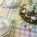 Gingham Easter Tablecloth Fabric - Colorful Oblong 58x120 Water Resistant Farmhouse Plaid Table Cloth for Indoor/Outdoor Use - Easter Gifts Perfect for Birthday, Picnics, Gardens