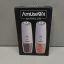 AmuseWit Gravity Electric Salt and Pepper Grinder Set [White Light] USB Rechargeable Automatic Pepper and Salt Mills,Adjustable Coarseness,One-Handed Operation, White