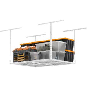 3 x 4FT Overhead Garage Storage Rack,Adjustable Ceiling Storage Racks,Garage Shelving Heavy Duty Storage Organizer System,400lbs Weight Capacity(White)