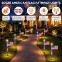 8 Pack Solar American Flag Pathway Lights with 8 Modes, Patriotic Pathway Lights, Red White Blue Waterproof LED Outdoor Yard Garden Decorations for 4th of July