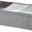 Underbed Storage Bag With Clear Front And Zipper (Light Gray, 18" x 30" x 6")