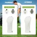 4pcs or 1pc Golf Club Head Covers for Woods, Driver, Fairway, Hybrid Premium PU Leather with Interchangeable Tags & Magnetic Blade and Mallet Putter Covers