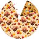 Double Sided Thanksgiving Halloween Tree Skirt Merry Xmas Trees Skirts Christmas Party New Year Snowflake Decorations Ornaments Holiday Decor Mat for Tree (Thanksgiving/Halloween, 48)