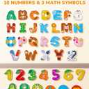 JoyCat Wooden Thick Alphabet Magnets for Toddlers Fridge Large Size Cute Animal Colorful ABC Magnetic Letters 26 Uppercase Letters 0-9 Numbers Toy Set for Kids Toddlers Preschool Learning Spelling