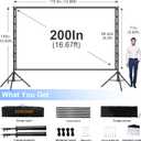Outdoor Projector Screen with Stand, TOWOND 200 Inch Portable Projection Screen - Dual-Sided 16:9 4K HD Movie Screen, Wrinkle-Free Design & Carry Bag for Backyard Cinema