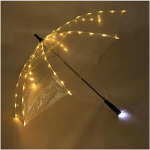 Led Umbrella 4Colour Led Umbrella, Clear Umbrellas with Flashlight Torch, for Wedding Photography Party Birthday Christmas Gifts