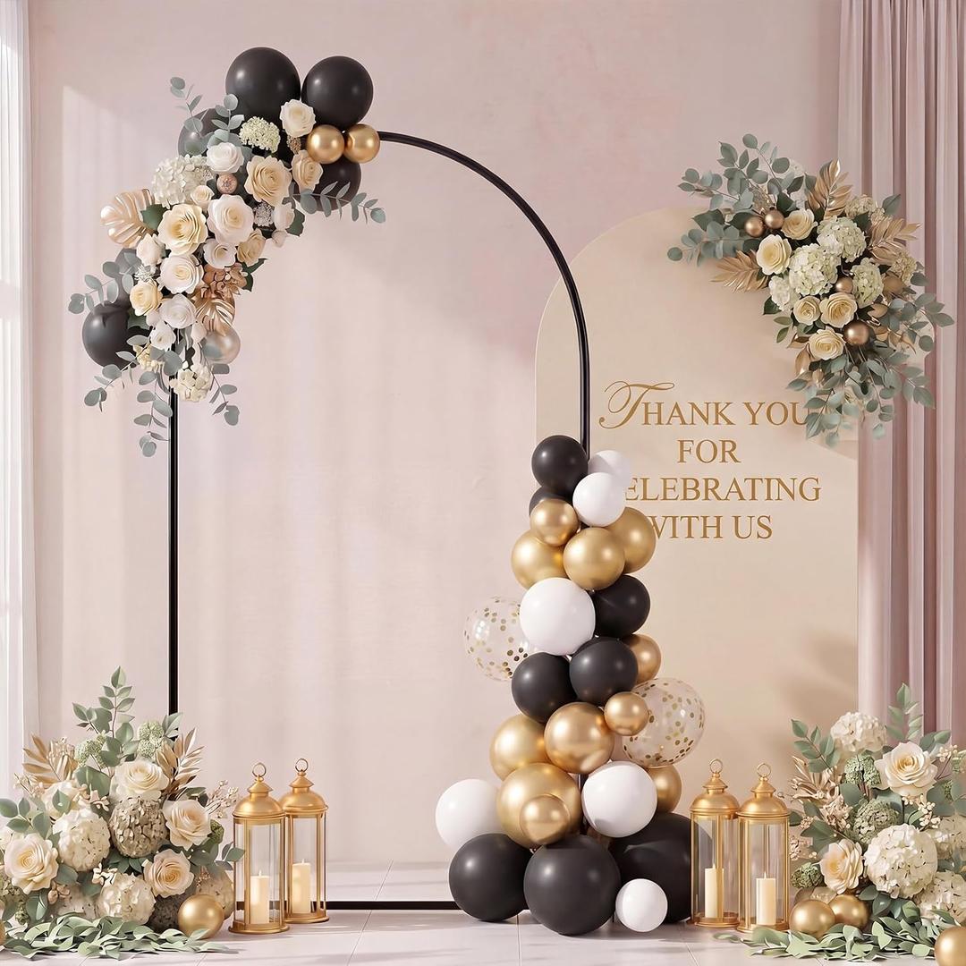 Black Metal Arch Backdrop Stand Wedding Balloon Decor,6.6ft | Assembly Frame for Birthday Baby Shower Photo Backdrop, Sturdy Base Holds Balloon Garland, Reusable Party Decoration