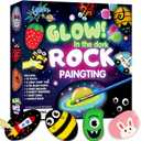 Rock Painting Kit for Kids Ages 6-12, Glow in The Dark Rock Paint, Arts and Crafts Birthday Party Gifts for Boys Girls 6 7 8 9 10 12 Year Old, Creative Craft Activity Kits, Art & Crafts Supplies Toys