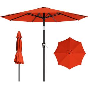 AreShark 9 FT Patio Umbrella for Outdoor, Outdoor Table Umbrella with Push Button Tilt and Crank, Outdoor Patio Umbrellas with 8 Sturdy Ribs for Market, Garden, Pool (Orange)