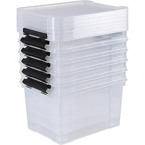 22 Quart Plastic Storage Box with Lid, 6 Pack Latching Container Bins