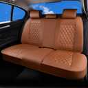 Huidasource Brown Back Seat Covers, Nappa Leather Rear Seat Covers Velcro Adjustable, Compatible with Armrests, Seat belts, Child Safety Seats, Universal Fit for Most Cars SUVs Trucks (Back Row/Brown)