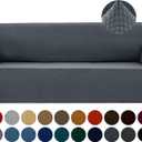 Joccun Stretch Couch Cover Slipcovers, 1-Piece Sofa Covers for 3 Cushion Couch Spandex Jacquard Washable Furniture Protector Cover for Living Room,Kids,Pets(Sofa,Gray) (Large78"-94")