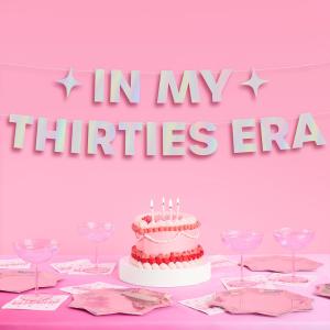 xo, Fetti In My Thirties Era Banner 5 Ft, Iridescent | 30th Birthday Party Decoration, Bday Photo Booth Backdrop, Silver HBD Sign Supplies