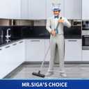 MR.SIGA Floor Scrub Brush with Long Handle, 2 in 1 Scrubber and Squeegee for Cleaning Bathroom, Patio, Garage, Wall, Tile with Stiff Bristles