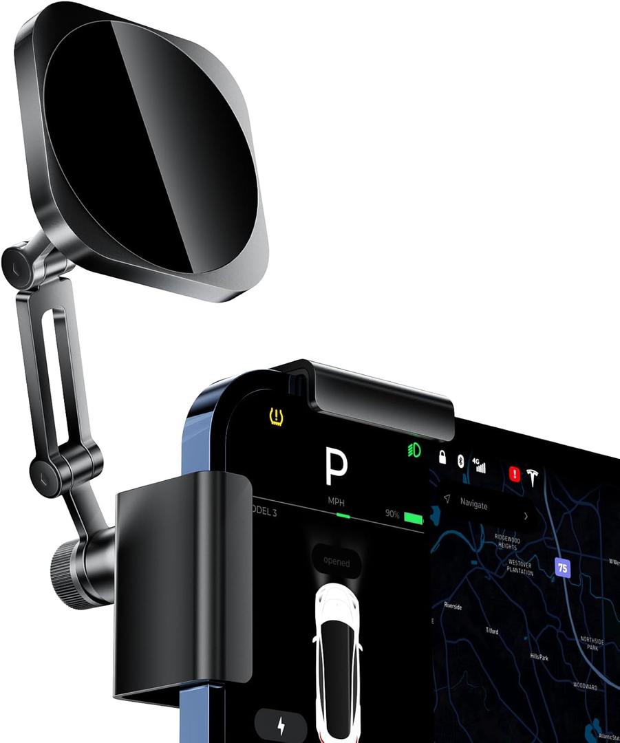 All-Metal Phone Holder for Tesla Model 3/Y and Cybertruck, Car Dash Phone Holder, Accessories Magsafe Car Mount Magnetic Phone Mount Strongest Magnet Power Compatible with Tesla Model Accessories