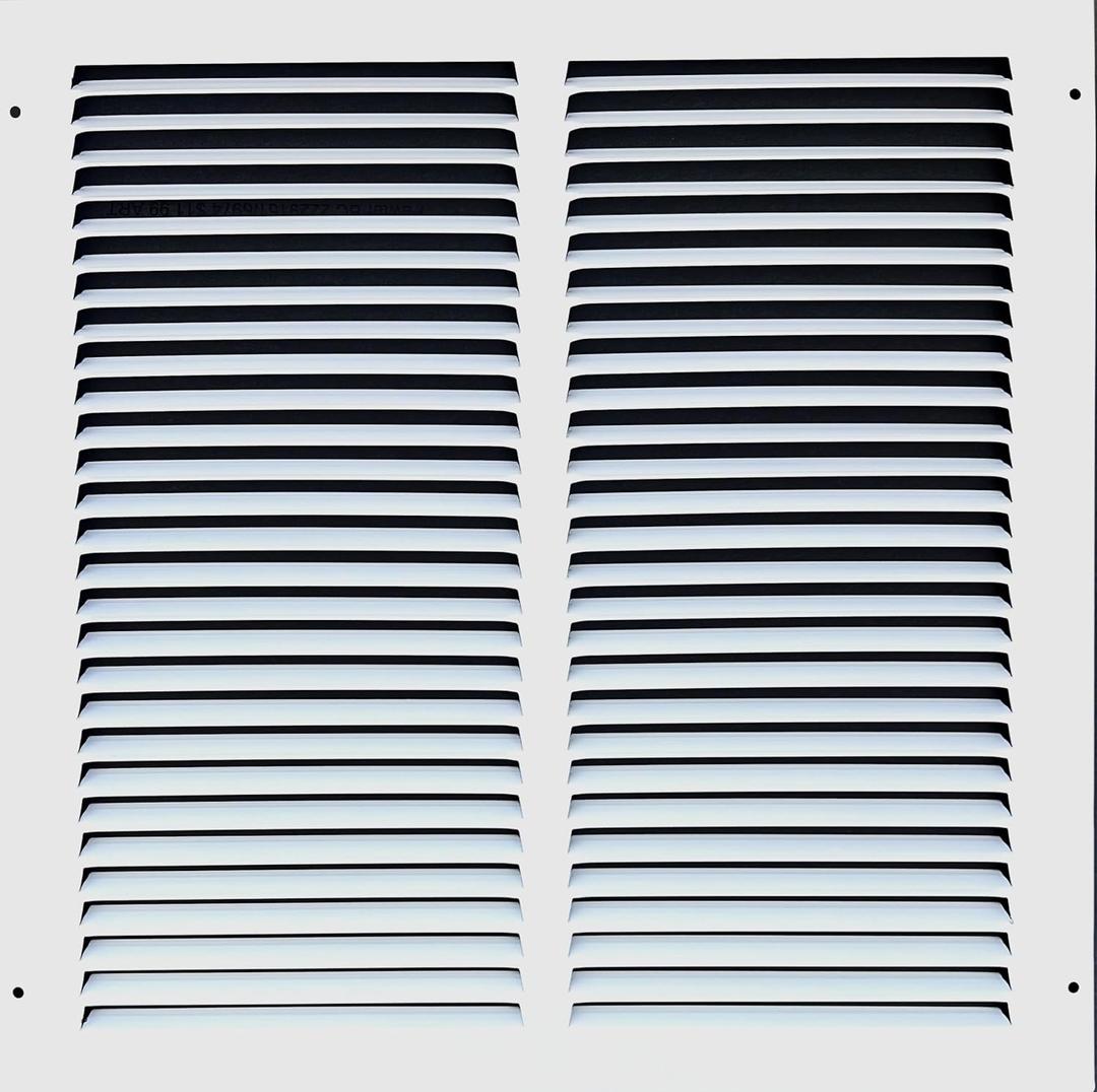 Fits 14x14 Duct Opening Stamped Steel Return Air Grille Vent Cover Grille for Sidewall and Ceiling in White Surface Dimensions: 15.75"W X 15.75"H (14" W x 14" H Duct Opening)